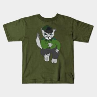 Gray cat in uniform Kids T-Shirt